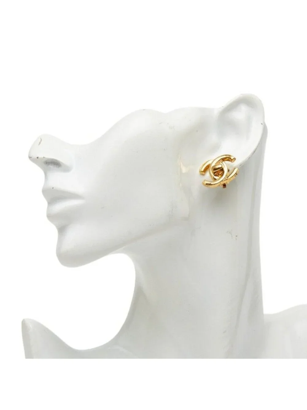 Chanel CC Logo Vintage Earrings 96 Gold Plated
